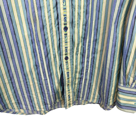 Robert Graham Button Down Shirt Mens Embroidered Collared Long Sleeve Blue Large - Picture 5 of 12